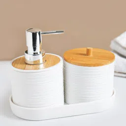 MARKET99 White & Brown 3 Pieces Bath Accessories Set-picture-38