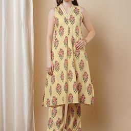 FASHOR Floral Printed & Embroidered A-Line Tunic & Trousers Co-Ord Set-picture-18