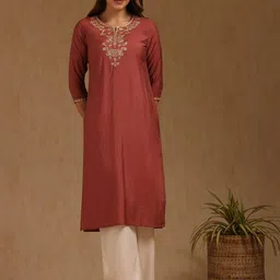 Soch Women Woven Design Daily Silk Straight Kurta-image-71