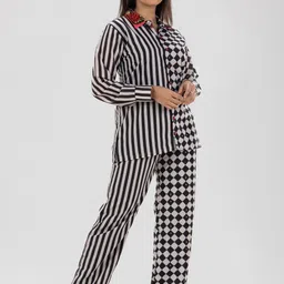 Kaftanize Stripes & Chess Shirt With Trousers Co-Ords image 3