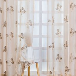 Parda Online Gold-Toned & Brown Set Of 2 Floral Printed Sheer Long Door Curtain-picture-13