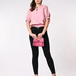 IZEL Puff Sleeve Blouson Crop Top-picture-29