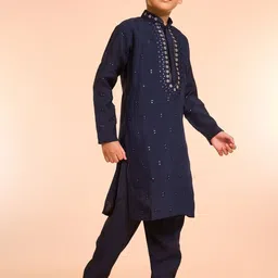 Manyavar Boys Floral Embroidered Kurta with Pyjama image 5