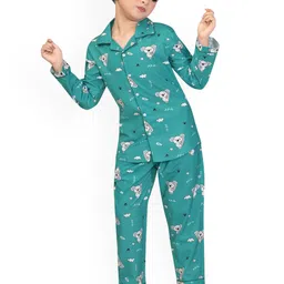 BAESD Girls Lapel Collar Printed Night suit image 2
