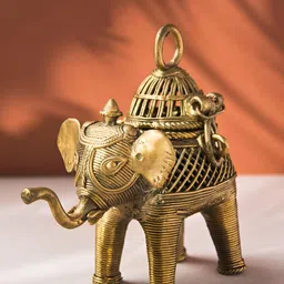 Fabindia Yatan Gold-Toned & Black Elephant Brass Figurine Showpiece-image-61