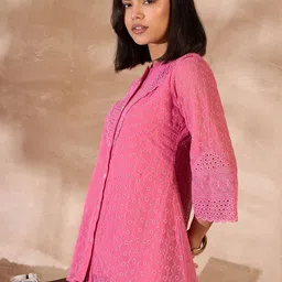 routes by all about you all about you Women Floral Embroidered A-Line Longline Top image 5