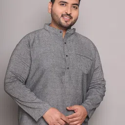 Enchanted Drapes Men Plus Size Solid Daily Cotton Straight Kurta image 5