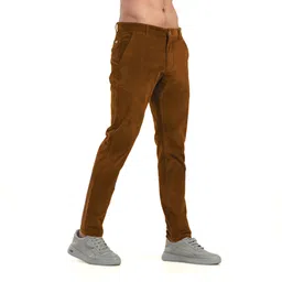 belano Men Slim Fit Brown Cotton Blend Trousers-picture-11