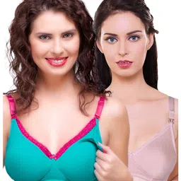 Inner Sense Antimicrobial Maternity Nursing Bra Pack of 2 - Green & Light Pink-picture-17