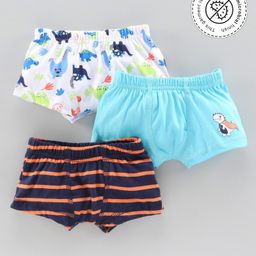 Babyoye Cotton Boxer Brief Dino Print Pack of 3 - Blue-picture-25