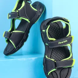 Pine Kids Velcro Closure Sandals - Black Green-picture-34
