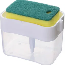 flying monk 2 in 1 Scrubbing Liquid Detergent Dispenser Press-type Liquid Soap Box Pump Organizer with Sponge Kitchen Tool Bathroom Supplies Scrub Pad-picture-18