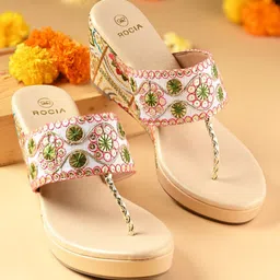 Rocia Women Embellished Ethnic Wedge Heels Sandals-picture-25