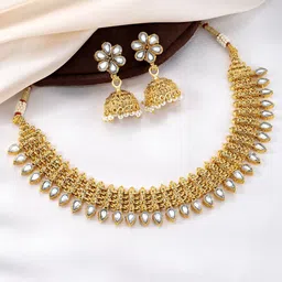 Peora Gold-Plated Stone Studded & Beaded Jewellery Set-picture-27