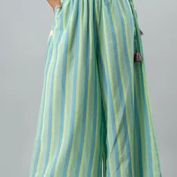Women Regular Fit Light Green Pure Cotton Trousers-image-9