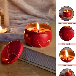 Myntra Elegant Homes Red & Red 1 pieces Jar Candle image 2
