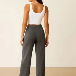 Fabflee Women Pack of 3 Self Design Wide Leg Mid-Rise parallel Trousers image 3