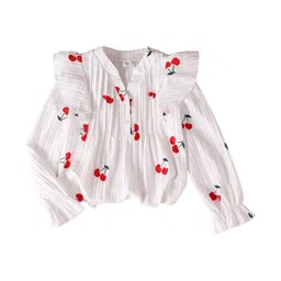 StyleCast x Revolte Girls Cherry Printed Ruffles Peplum Top image 2