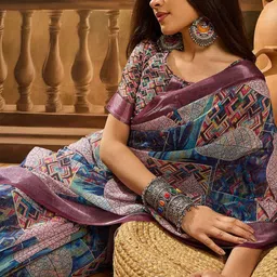 Jinal & Jinal Zari Linen Blend Saree image 3
