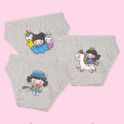 NUSYLPack Of 3 Printed Cotton Girls Panties-image-32