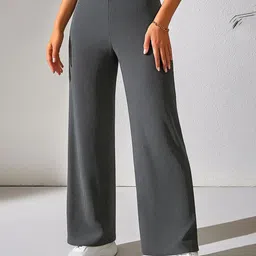 DTR FASHION Women High-Rise Wide Leg Wrinkle Free Trousers-image-41