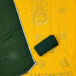 ICCHIT FAL Embroidered Sequinned Georgette Unstitched Dress Material image 2