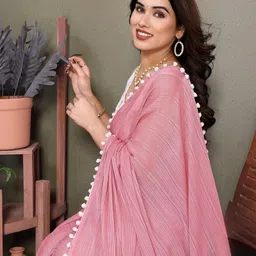 Anouk Striped Embroidered Saree image 5