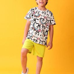 Anthrilo Boys Panda Printed Short Sleeves T-shirt With Shorts-picture-20
