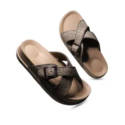 ASHO WITH FASHION MADE GLOBAL Women Printed Open Toe Flats with Buckles image 2