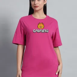 N1F FASHION Women Typography Printed Round Neck Cotton Oversized T-shirt-image-3