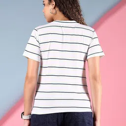 V-Mart Women Striped Round Neck Cotton T-shirt image 5