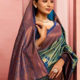 DIVASTRI Woven Design Zari Silk Blend Saree image 3