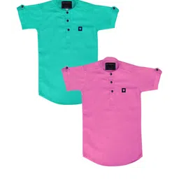 OJ TREND Kids-Boys Sea Green Kurtas-picture-27