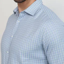 Park Avenue Slim Fit Windowpane Checks Checked Spread Collar Shirt image 2