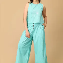 The Woman Store Embroidered Round Neck Sleeveless Top & Trouser-picture-32