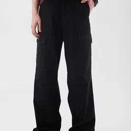 Snitch Men Snitch Black Mid-Rise Loose Fit Cargo Pants-image-45