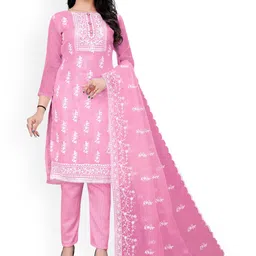 HERE&NOW Floral Embroidered Embellished Organza Unstitched Dress Material-picture-24