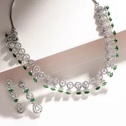Priyaasi Silver Plated American Diamond Studded Jewellery Set-picture-27