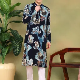 TATTVA Men Floral Printed Kurta with Pyjama-picture-19