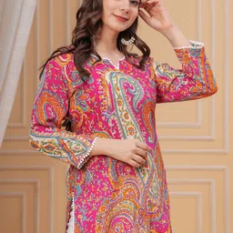 KBZ Women Floral Print V- Neck Kurta image 2