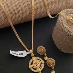 Niva Fashion Gold-plated Brass Pendent and matching Earing set-picture-39