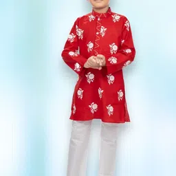 NEW GEN Boys Floral Printed Straight Kurta with Trousers-picture-35