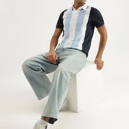 United Colors of Benetton Men Colourblocked Striped Polo Collar T-shirt image 4