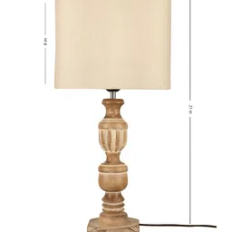 green girgit Brown Wood Cylindrical Shaped Table Lamp image 5