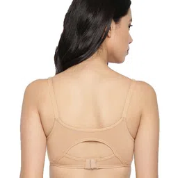 Inner Sense Solid Organic Antimicrobial Sleeping Or Feeding Bra Pack of 2 - Beige & White image 3