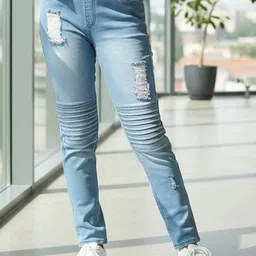 Naughty Ninos Girls Skinny Fit Mid-Rise Highly Distressed Light Fade Stretchable Jeans-image-46