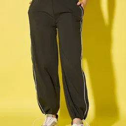 DIMPY GARMENTS Women Relaxed High-Rise Wrinkle Free Joggers Trousers-image-86