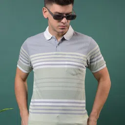 COBB Striped Polo Collar Cotton T-shirt image 2
