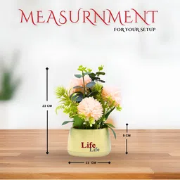 Myntra Elegant Homes Orange And Pink Artificial Flower Plant in Decorative Pot image 4