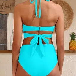 Night with Fun Halter Neck High-Waist Swim Bikini Set image 3
